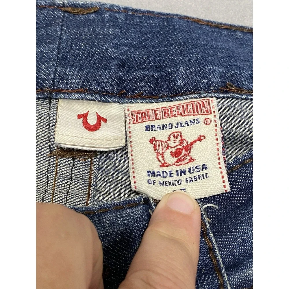 True Religion‎ Ricky Big T Jeans VTG White Stitch RARE Size 36 USA Flap Pocket